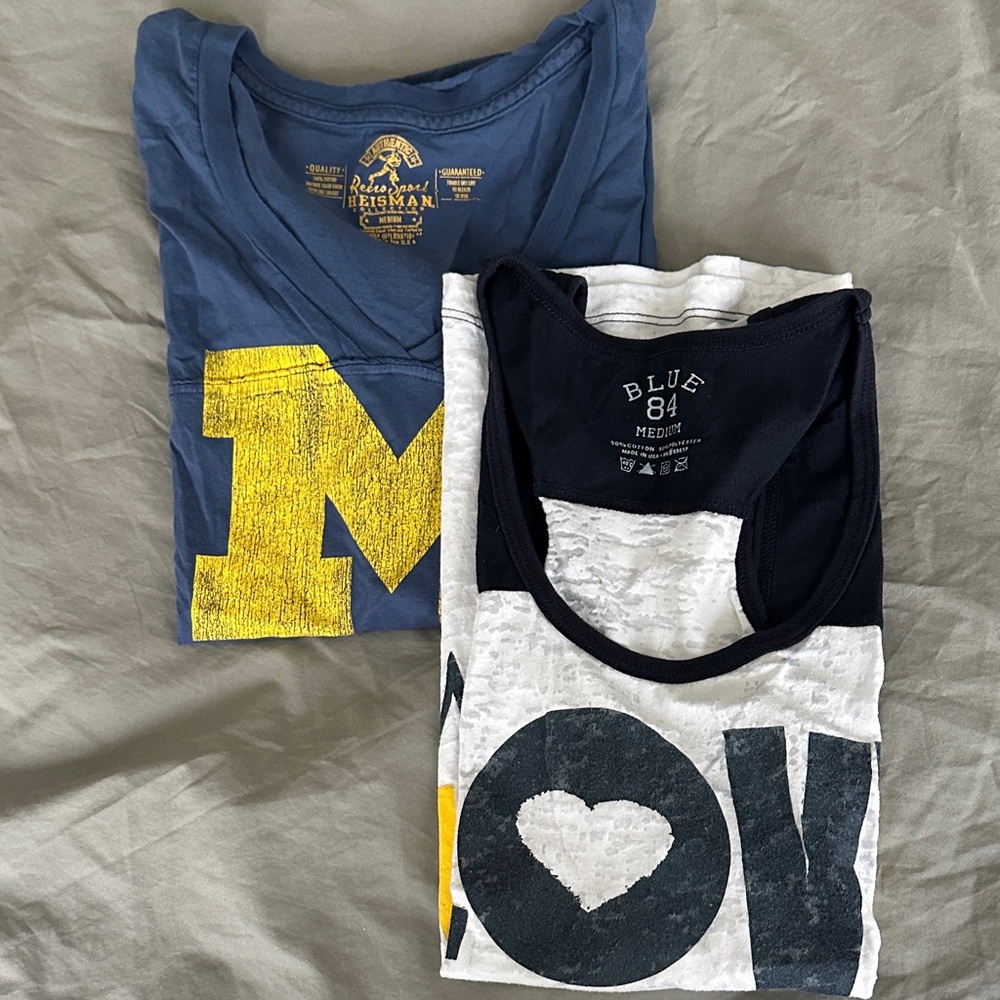 University of Michigan Vintage tees (2 tops!) medium